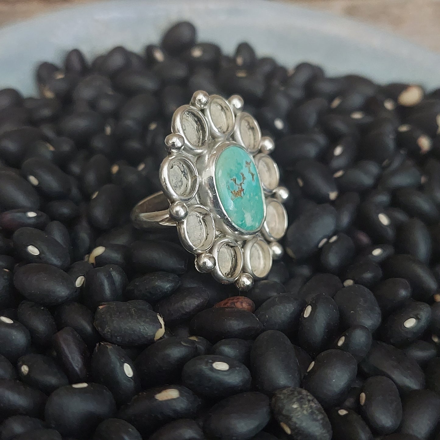 Vintage Turquoise Flower Ring