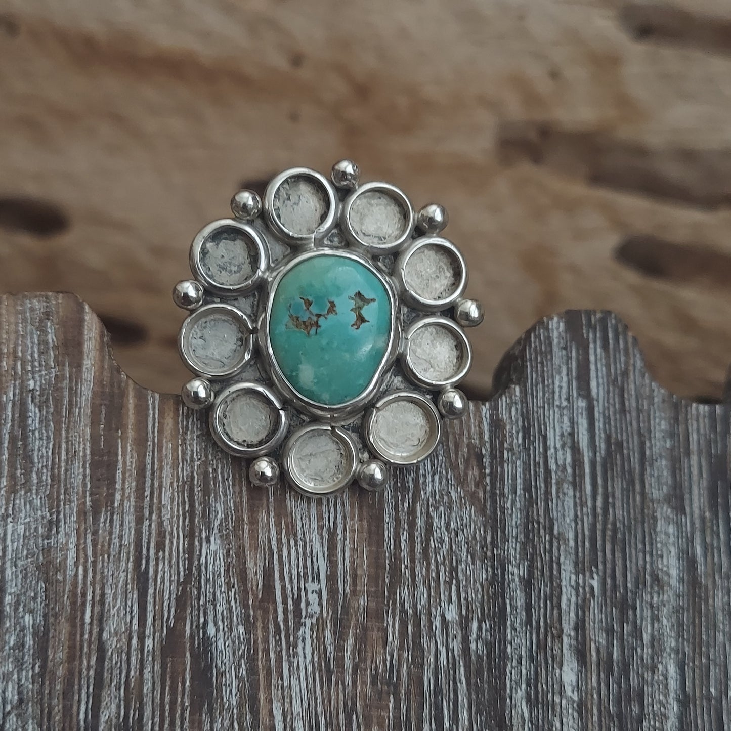 Vintage Turquoise Flower Ring