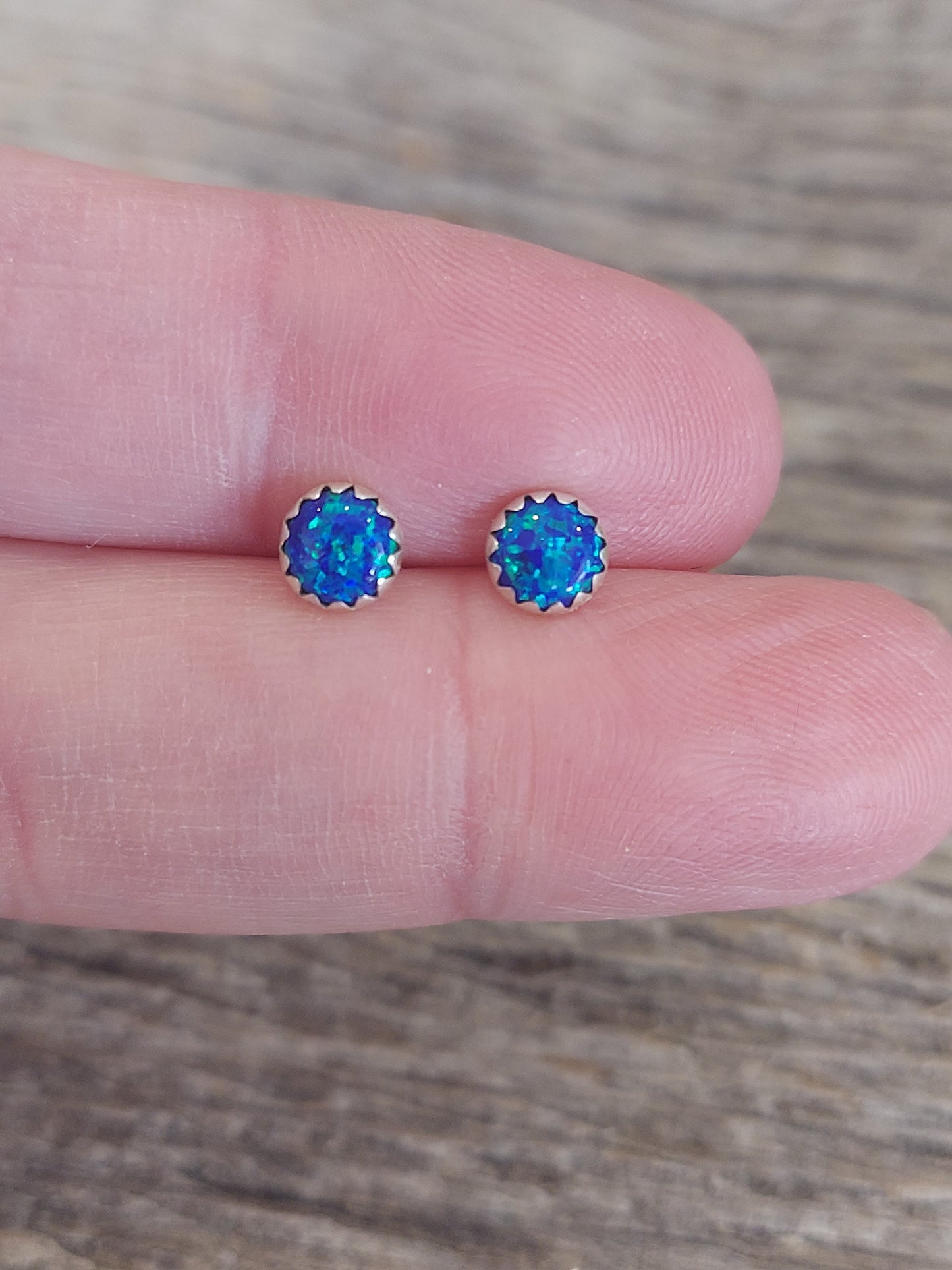 Dark Blue Opal Earrings
