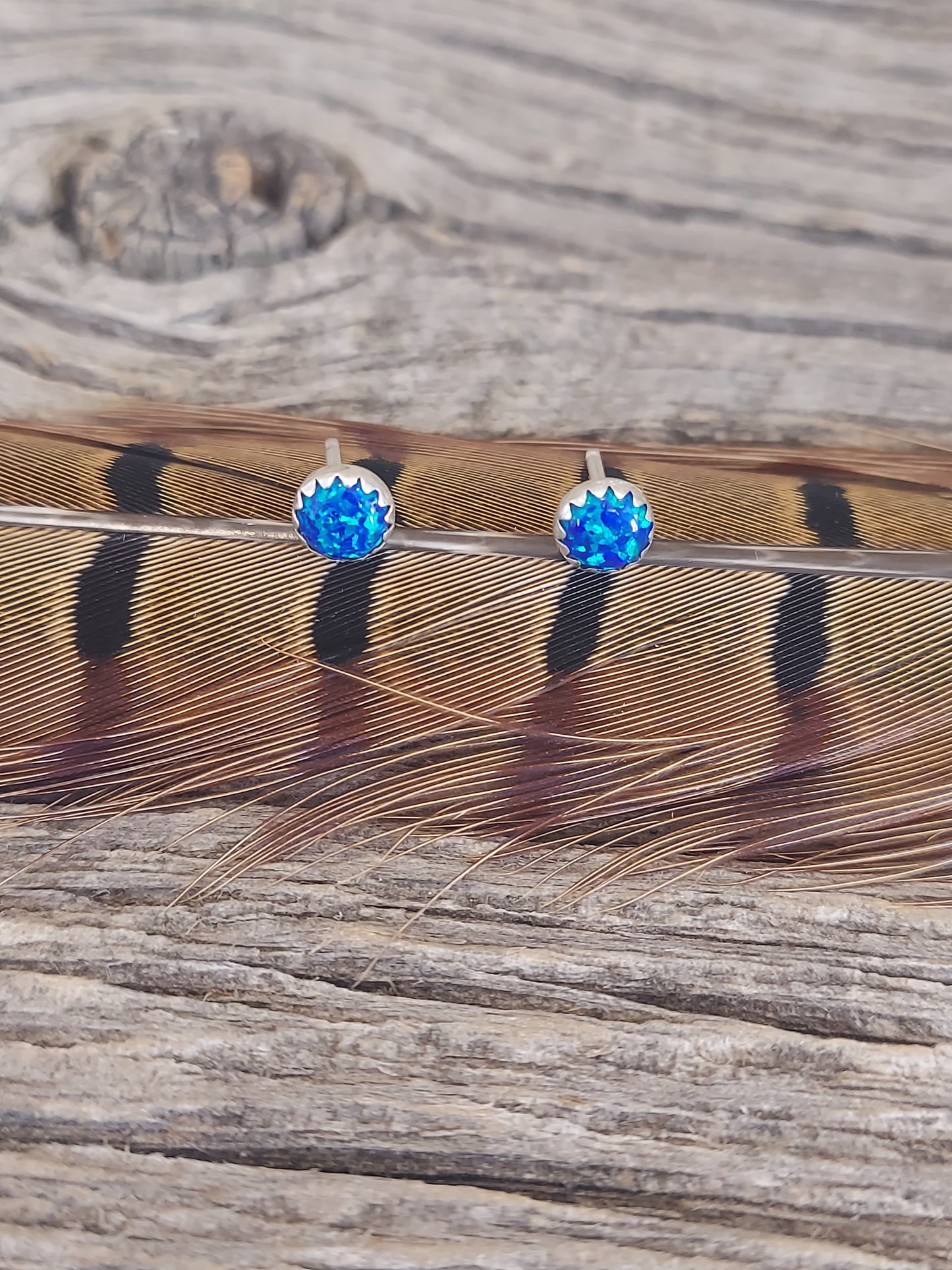 Dark Blue Opal Earrings