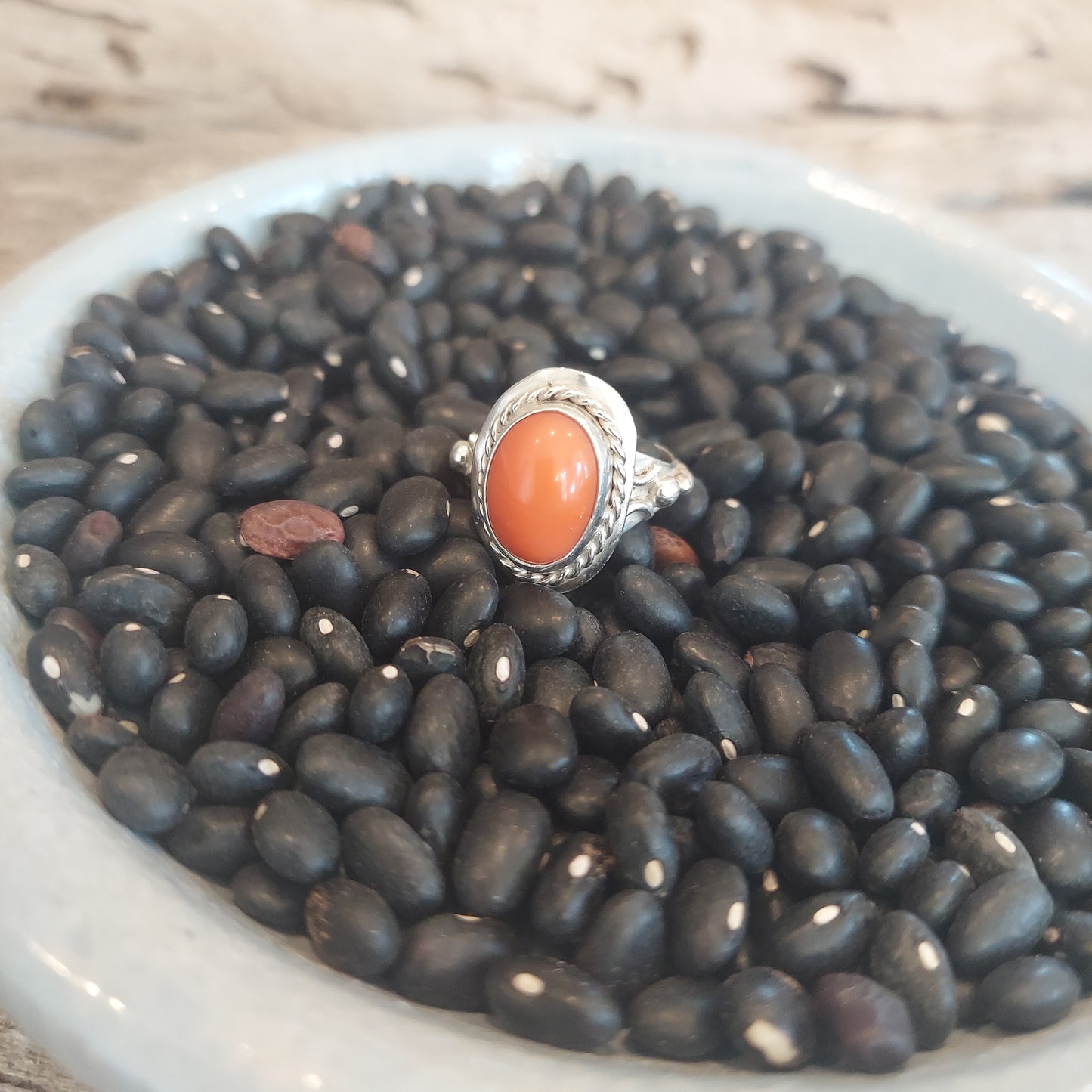 Light Orange Sterling Silver Ring