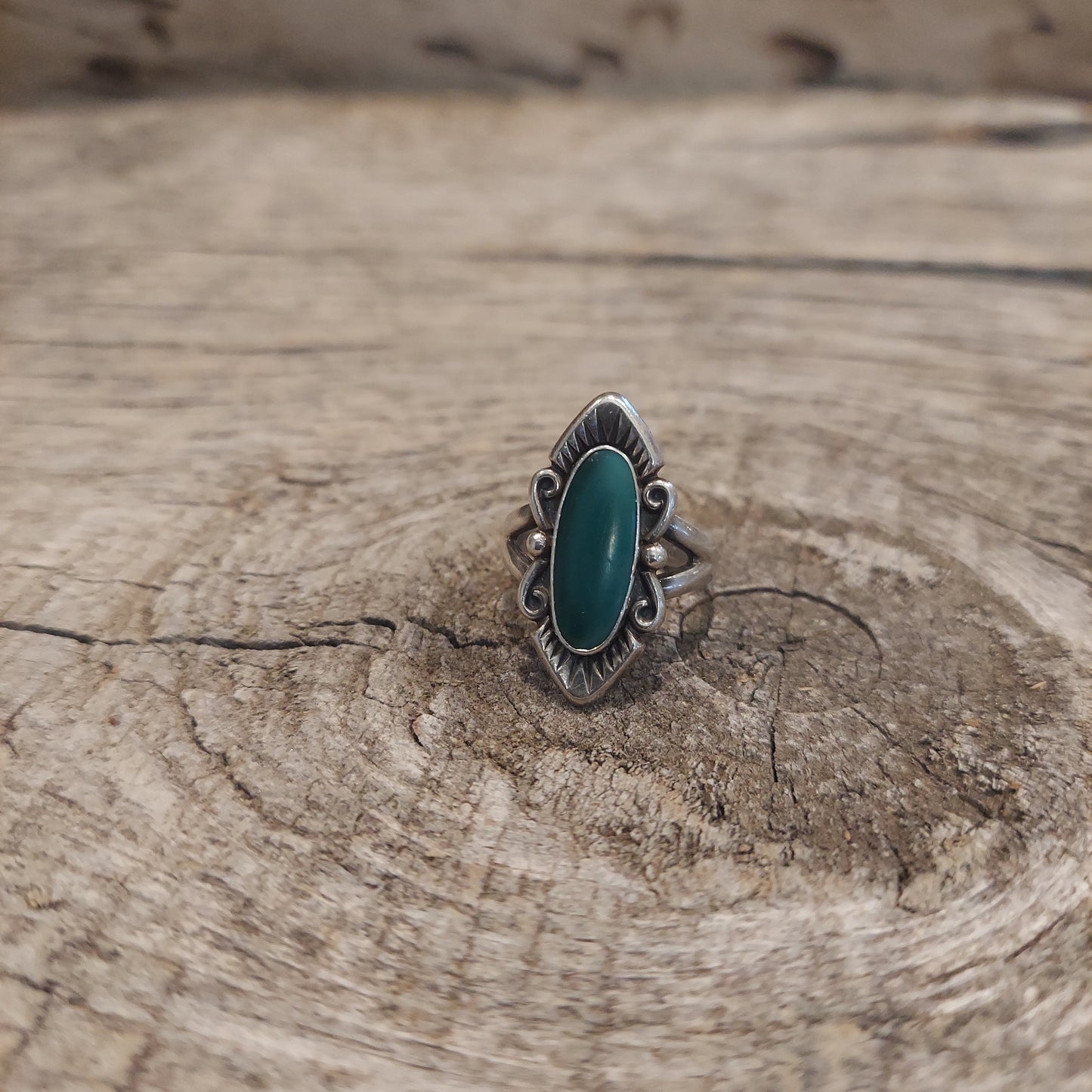 Sterling Silver Green Stone Ring