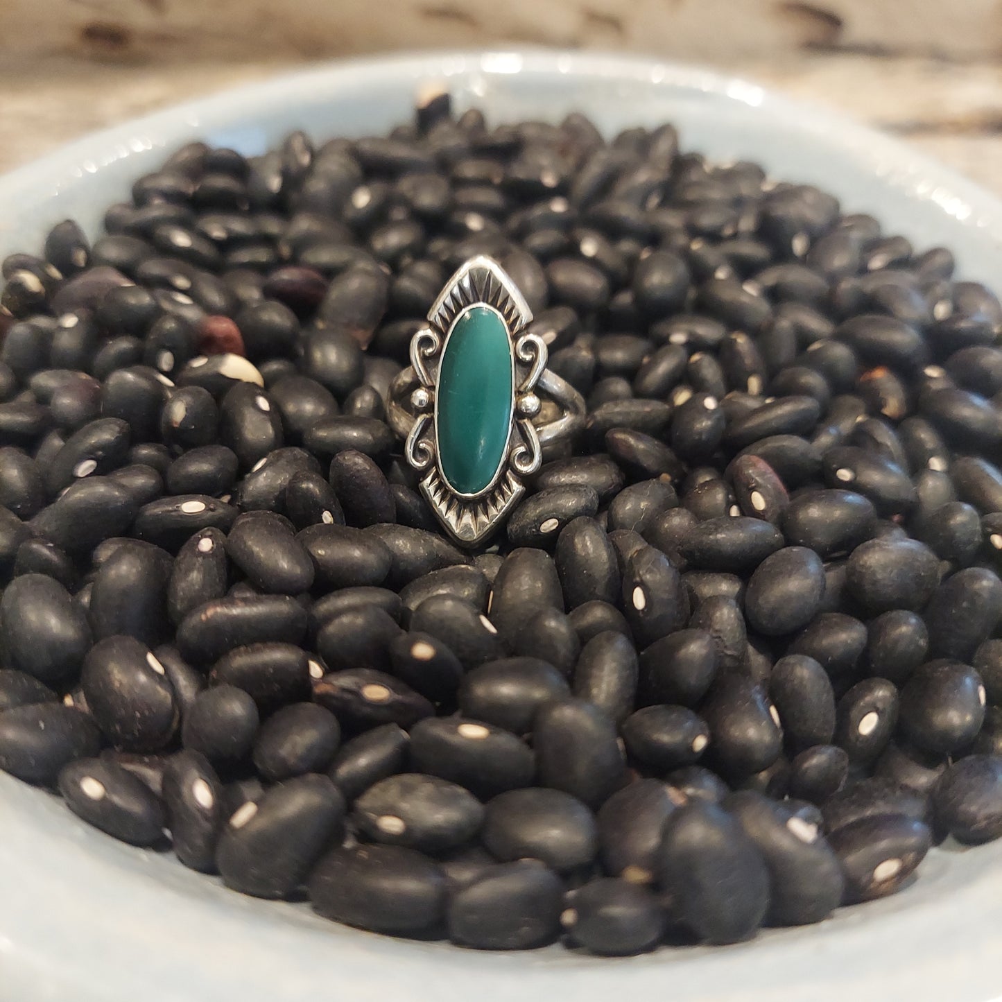 Sterling Silver Green Stone Ring