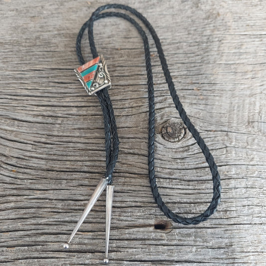 Spiny Oyster & Turquoise Bolo Tie