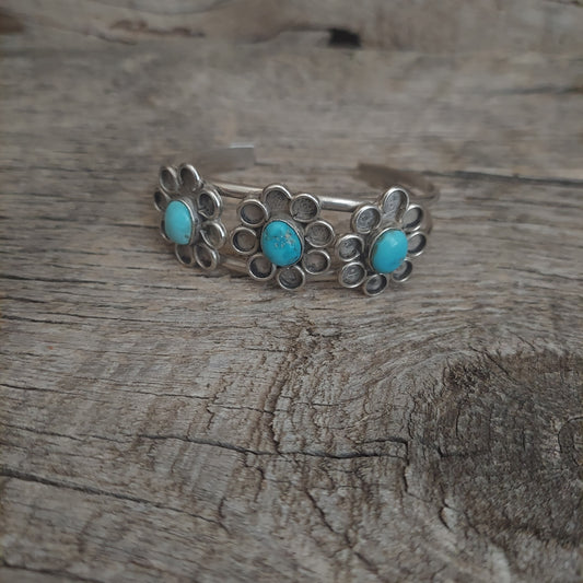 Turquoise Flower Cuff