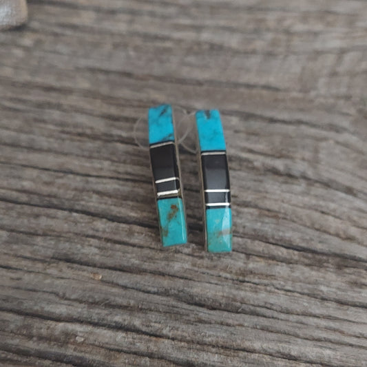 Vintage Silver Inlay Earrings