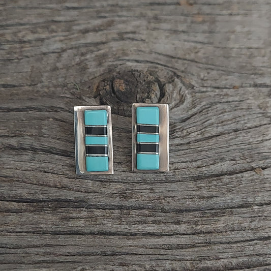 Zuni Turquoise and Onyx Earrings
