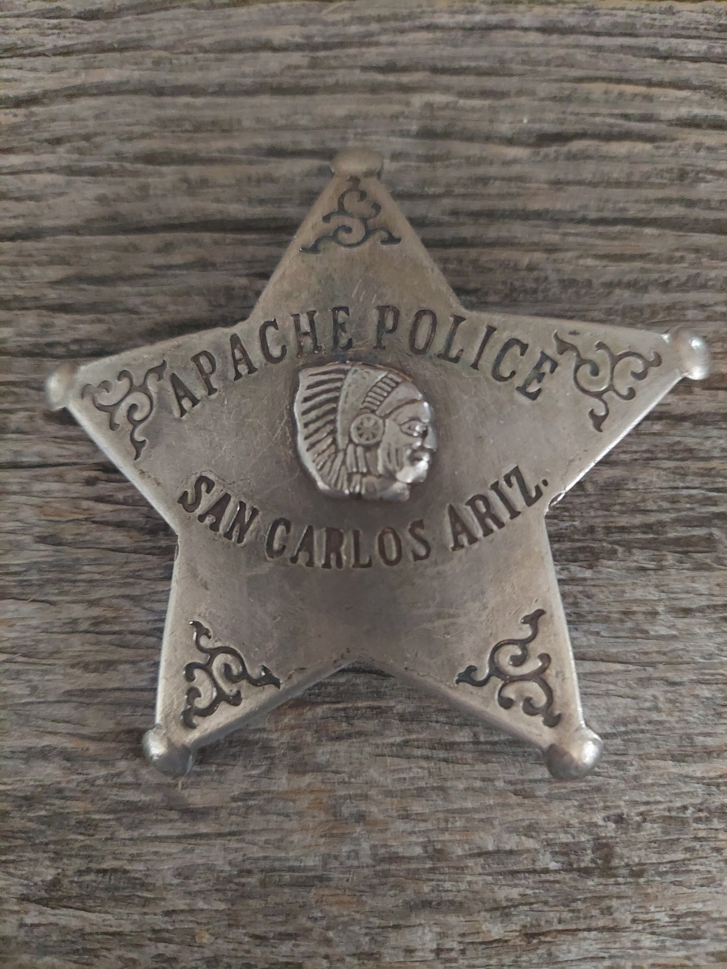 Metal Sheriff Badge Apache Polic San Carlos Az.
