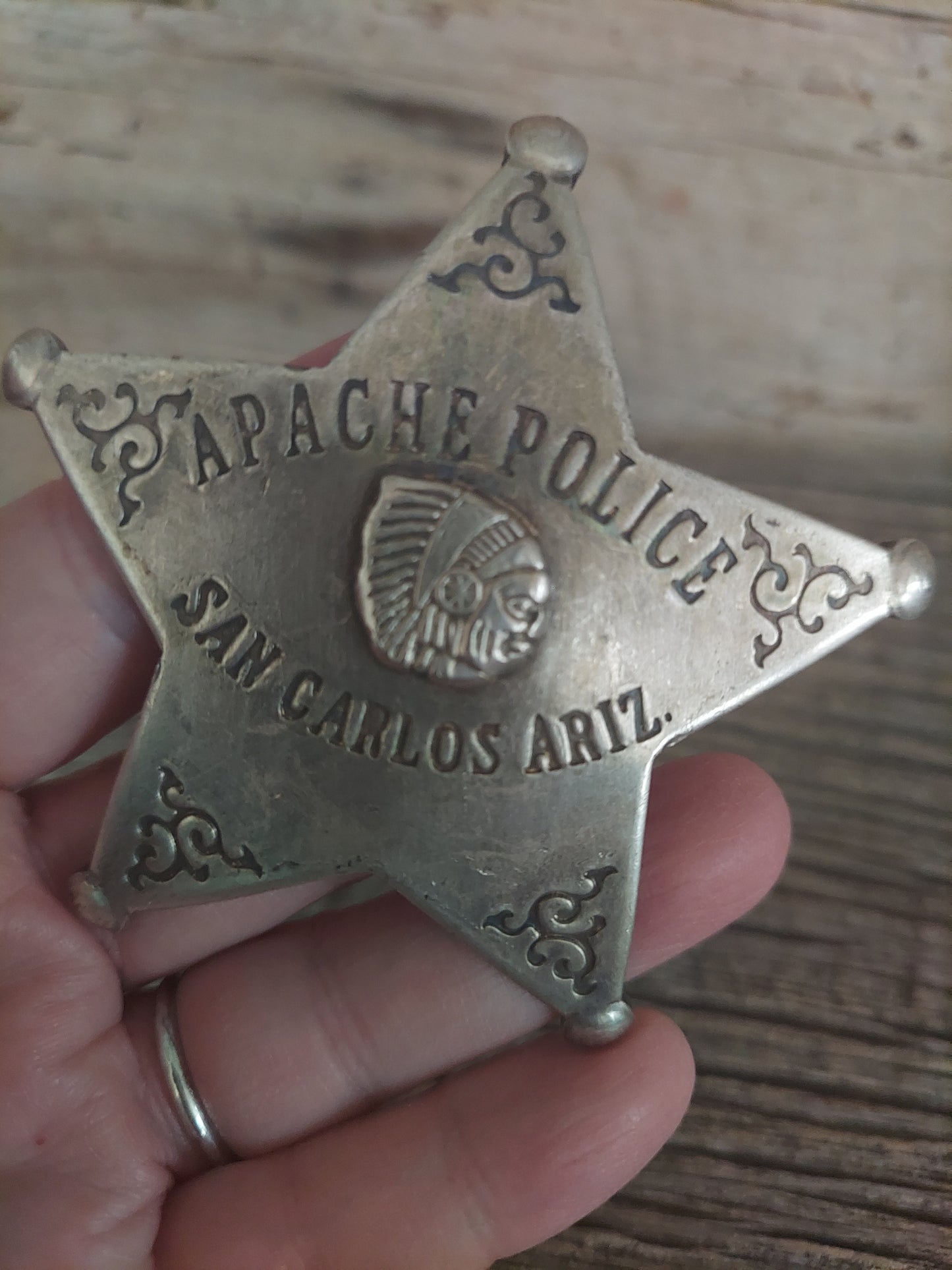 Metal Sheriff Badge Apache Polic San Carlos Az.